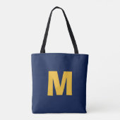 Moderne stijlvolle gele & blauwe monogram initiaal tote bag (Achterkant)