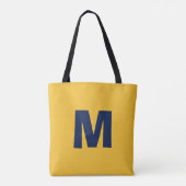 Moderne stijlvolle gele & blauwe monogram initiaal tote bag (Achterkant)