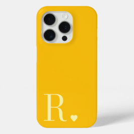 moderne stijlvolle gele monogram initiaal iPhone 15 pro case