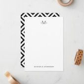 Moderne Stijlvolle Geometrische Diamanten Monogram Notitiekaartje (Voorkant / Achterkant in situ)