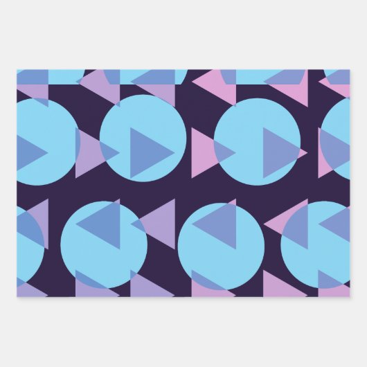 Moderne stijlvolle geometrische Paarse en blauwe v Inpakpapier Vel (Voorkant 2)