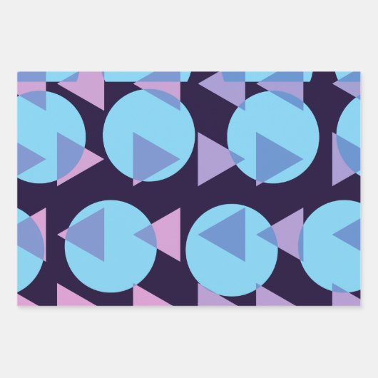 Moderne stijlvolle geometrische Paarse en blauwe v Inpakpapier Vel (Voorkant)