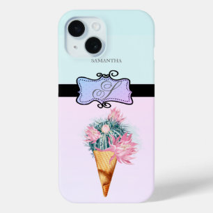 Moderne Stijlvolle Girly Ice Cream Cactus iPhone 15 Case