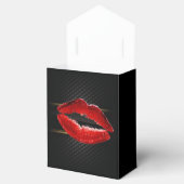 Moderne stijlvolle glitters rode lippen, zwart bedankdoosjes (Geopend)
