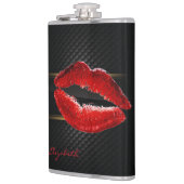 Moderne stijlvolle glitters rode lippen, zwart-per heupfles (Links)