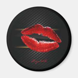 Moderne stijlvolle glitters rode lippen, zwart-per magneet