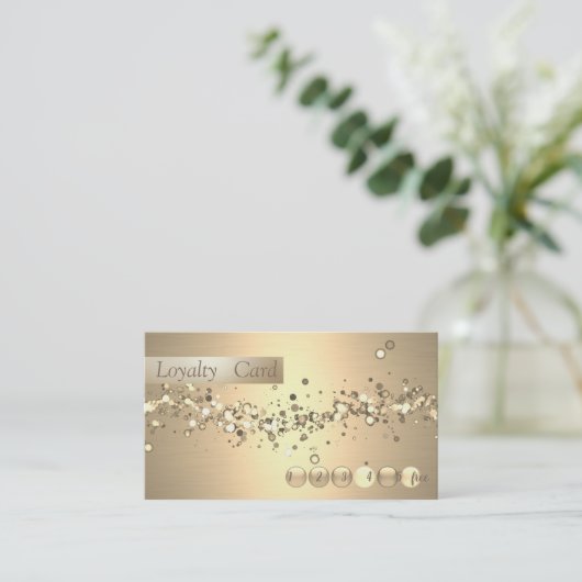 Moderne, stijlvolle Gold Confetti Loyalty Kaart (Staand voorkant)