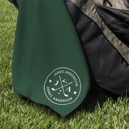 Moderne stijlvolle golfer monogram & naam geperson golfhanddoek