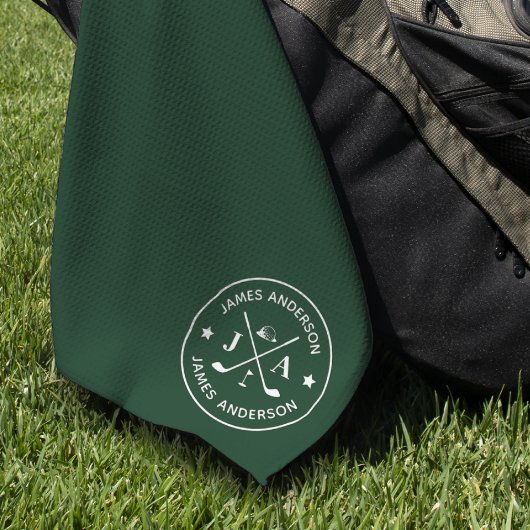 Moderne stijlvolle golfer monogram & naam geperson golfhanddoek