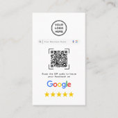 Moderne stijlvolle Google Review QR-code Visitekaartje (Voorkant)