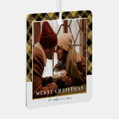 Moderne Stijlvolle Goud Geplaagd Kerstpaar Foto Metalen Ornament (Voorkant Rechts)