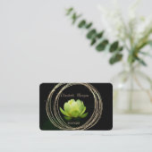 Moderne, stijlvolle gouden cirkels Groene Lotus Visitekaartje (Staand voorkant)