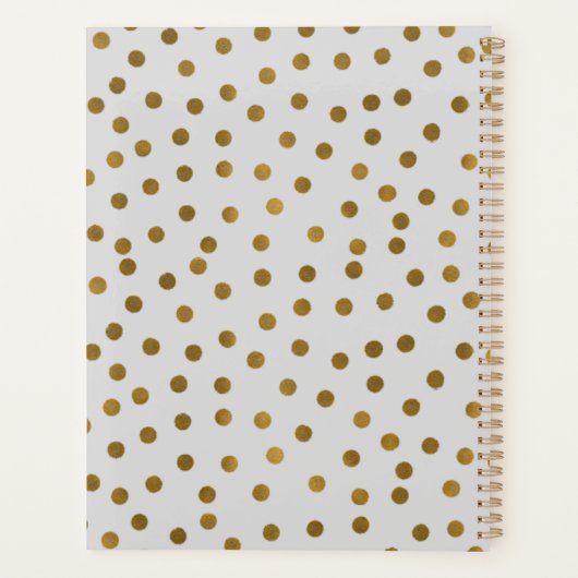 Moderne Stijlvolle Gouden Glitter Polka Dots Planner (Achterkant)
