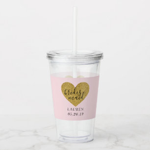 Moderne stijlvolle gouden hart gepersonaliseerde b acryl drinkbeker