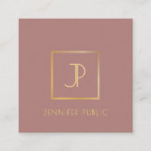 Moderne stijlvolle gouden monogram Sjabloon trendy Vierkante Visitekaartje (Voorkant)