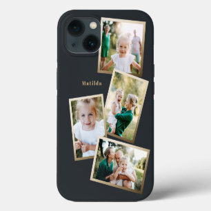 Moderne stijlvolle gouden multi foto familie elekt iPhone 13 hoesje