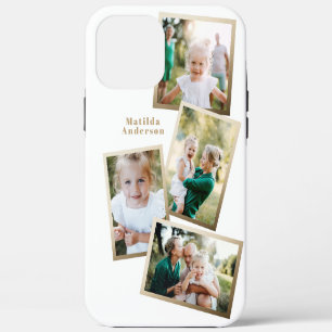 Moderne stijlvolle gouden multi foto familie elekt iPhone 12 pro max hoesje
