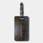 Moderne, stijlvolle gouden olifant, lederen textie bagagelabel (Achterkant verticaal)