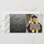 Moderne, stijlvolle gouden strips Foto Afstuderen Bedankkaart (Voorkant)