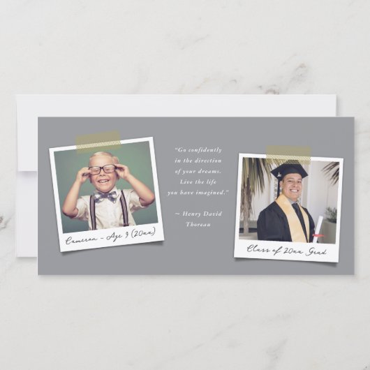 Moderne, stijlvolle gouden strips Foto Afstuderen Bedankkaart (Achterkant)