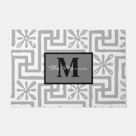 Moderne, stijlvolle, griekse sleutelmonogram grijs deurmat