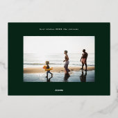 Moderne stijlvolle groen & goud foto Happy Folie Feestdagenkaart (Achterkant)