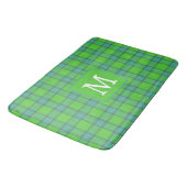 Moderne stijlvolle groene & blauwe geruite monogra badmat (Gekanteld)