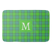 Moderne stijlvolle groene & blauwe geruite monogra badmat (Voorkant)