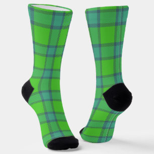 Moderne stijlvolle groene en blauwe geruite tartan sokken