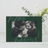 Moderne stijlvolle groene foto blij feestdagenkaart (Staand voorkant)