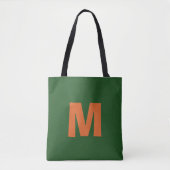 Moderne stijlvolle groene & oranje monogram initia tote bag (Voorkant)