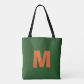 Moderne stijlvolle groene & oranje monogram initia tote bag (Achterkant)