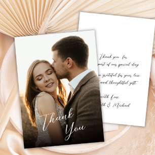 Moderne Stijlvolle Handgeschreven Script Foto Huwe Bedankkaart