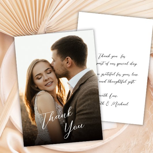 Moderne Stijlvolle Handgeschreven Script Foto Huwe Bedankkaart