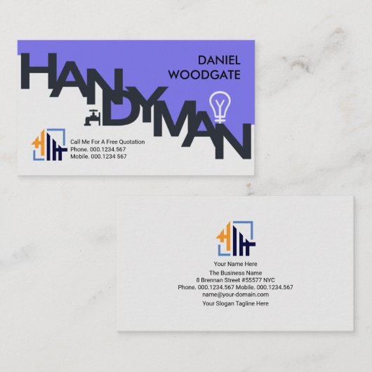 Moderne, stijlvolle Handyman Signage Home Construc Visitekaartje (Voorkant / Achterkant)