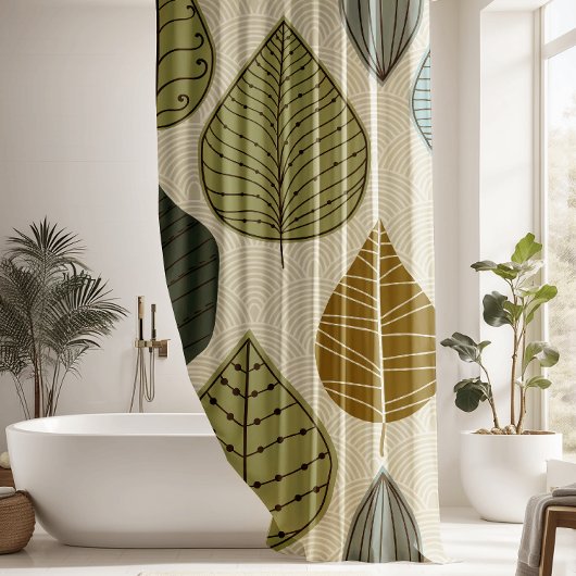 Moderne & stijlvolle herfst vallende bladeren bloe douchegordijn