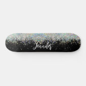 Moderne Stijlvolle Holografische Glitter Zwart Tre Persoonlijk Skateboard (Horizontaal)