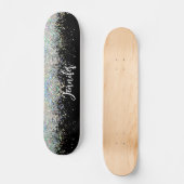 Moderne Stijlvolle Holografische Glitter Zwart Tre Persoonlijk Skateboard (Voorkant)