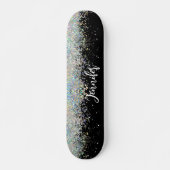Moderne Stijlvolle Holografische Glitter Zwart Tre Persoonlijk Skateboard (Voorkant)