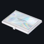 Moderne, stijlvolle holografische schoonheidsspeci visitekaarthouder<br><div class="desc">"Kute en sparkly faux holographic background visitekaartje voor zowel kleine bedrijfseigenaars als grote organisaties. Het ontwerp kenmerkt een modern, manuscript, typografie, trendy doopvonten en eenvoudige maar effect achtergrond. Perfect voor een schoonheidsspecialist of schoonheidssalon eigenaar, make-up kunstenaar, kostumefabrikant, haarstylist of cosmetoloog." Voeg gewoon uw logo-, naam- en bedrijfsgegevens toe aan deze...</div>