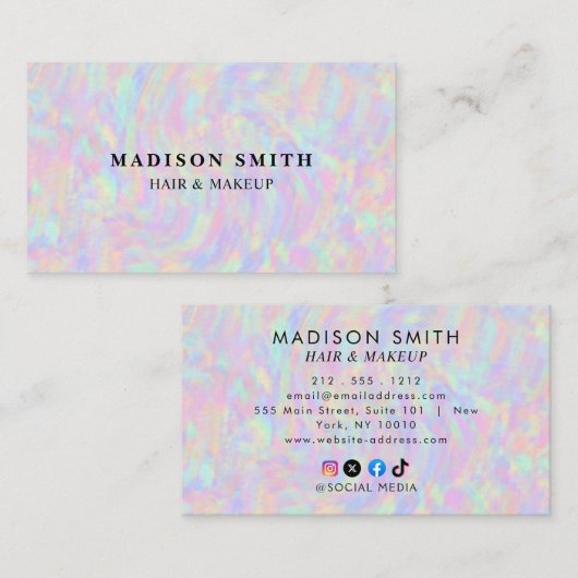 Moderne, stijlvolle holografische schoonheidsspeci visitekaartje (Voorkant / Achterkant)