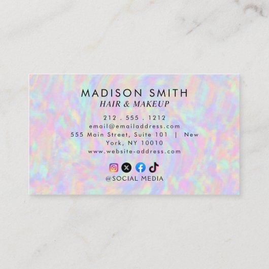 Moderne, stijlvolle holografische schoonheidsspeci visitekaartje (Achterkant)