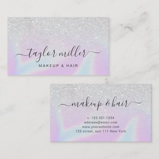  moderne, stijlvolle holografische vormgeving visitekaartje (Voorkant / Achterkant)