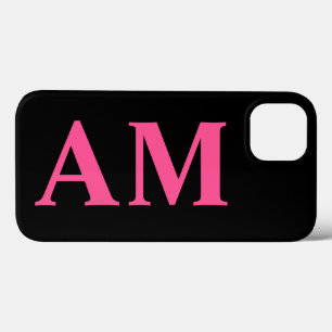 Moderne, stijlvolle, hot-roze zwarte monogram Init Case-Mate iPhone Case