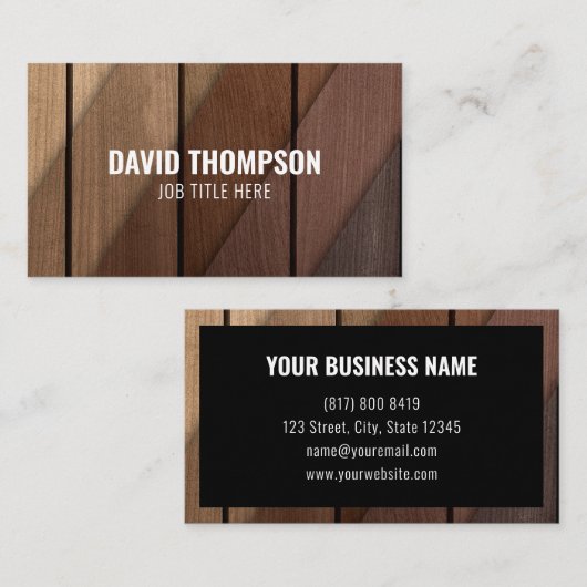 Moderne, stijlvolle houten constructiedruk visitekaartje (Voorkant / Achterkant)