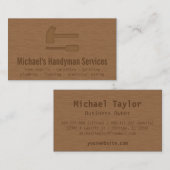 Moderne, stijlvolle, houten, handymandiensten visitekaartje (Voorkant / Achterkant)