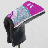 Moderne stijlvolle initiaal monogram golfheadcover (3/4 voorkant)