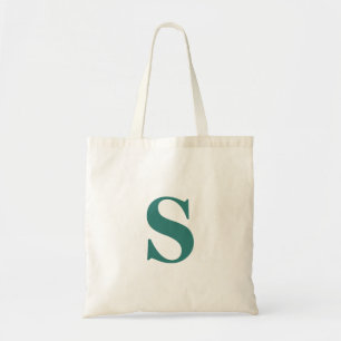 Moderne stijlvolle Initiaal voor Blauwgroen monogr Tote Bag