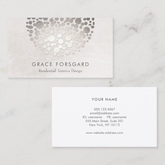 Moderne, stijlvolle interieurontwerper, zilver en visitekaartje (Voorkant / Achterkant)