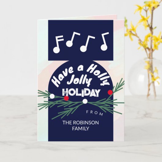 Moderne Stijlvolle Jolly Vakantie Kerstmis Groet Kaart (Gele Bloem)